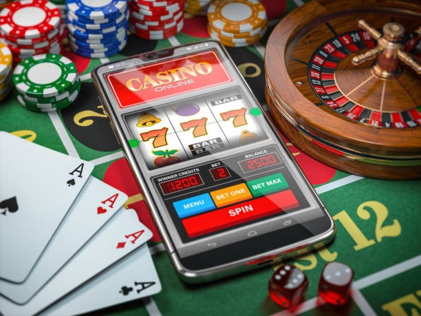 Mobile phone showing rekening dashboard with multiple game categories